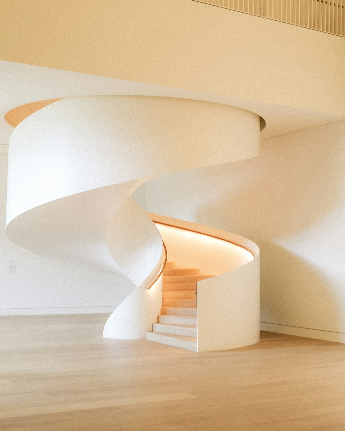 Sculptural white staircase photography